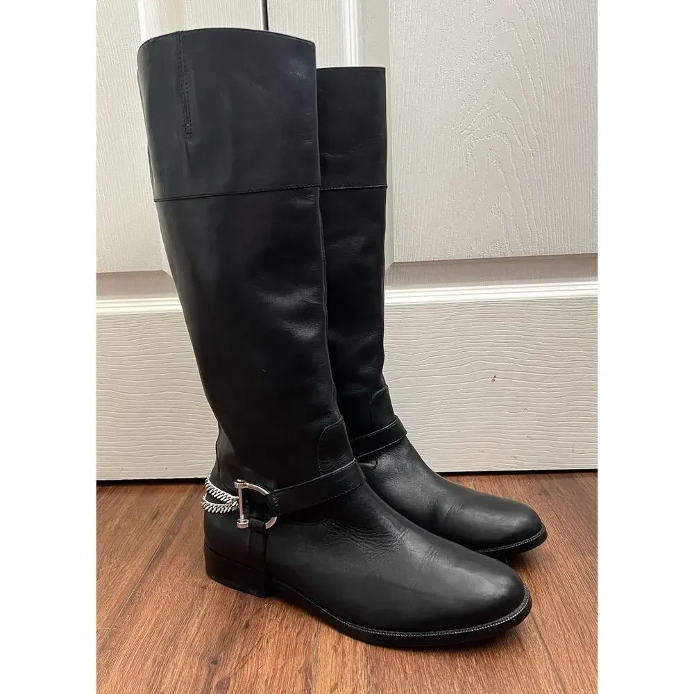 RALPH LAUREN Jacqui Black leather D-Ring Harness Tall Equestrian Boots - Picture 2 of 12